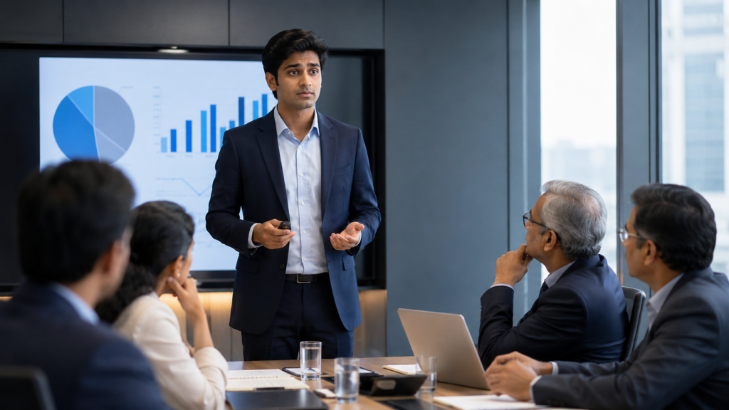 Business Man Struggling with Public Speaking