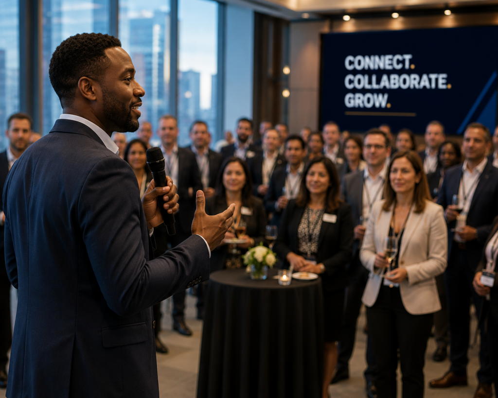 Man with Executive Presence speaking to a group