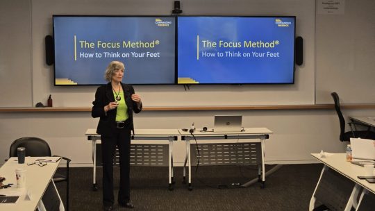 small group public speaking workshop with presentation coaching